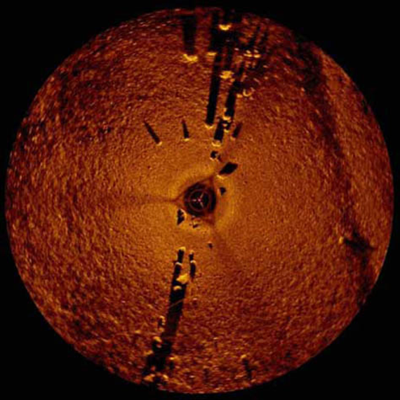 Sonar Image of the stones. Stonehenge Beneath the Waters of Lake Michigan.