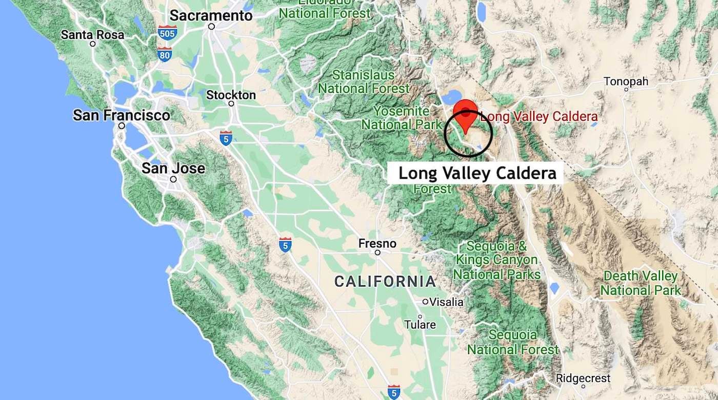 Long Valley Caldera California map