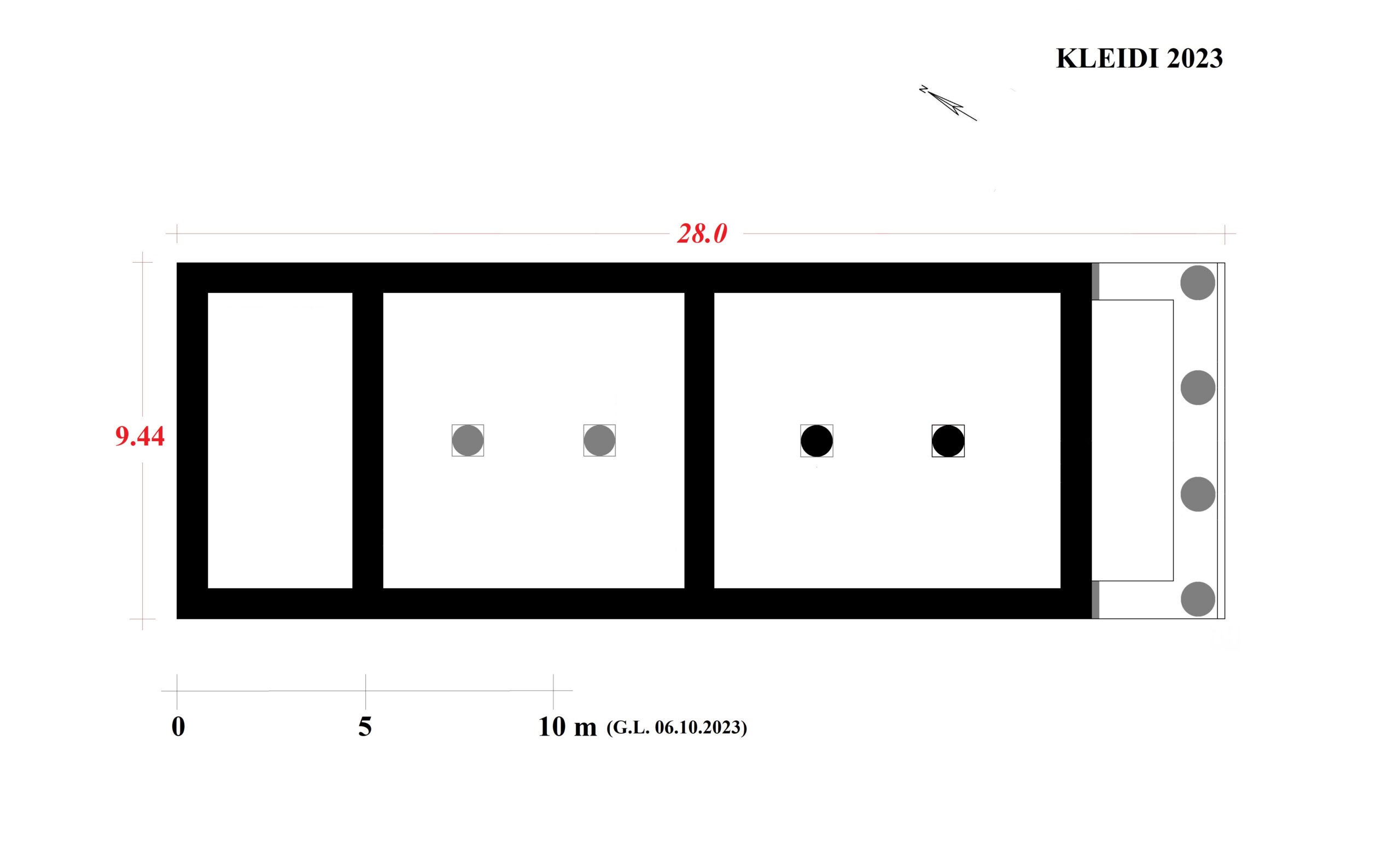 Preliminary reconstruction of the ground plan of the temple of Kleidi-Samikon, 2023. 