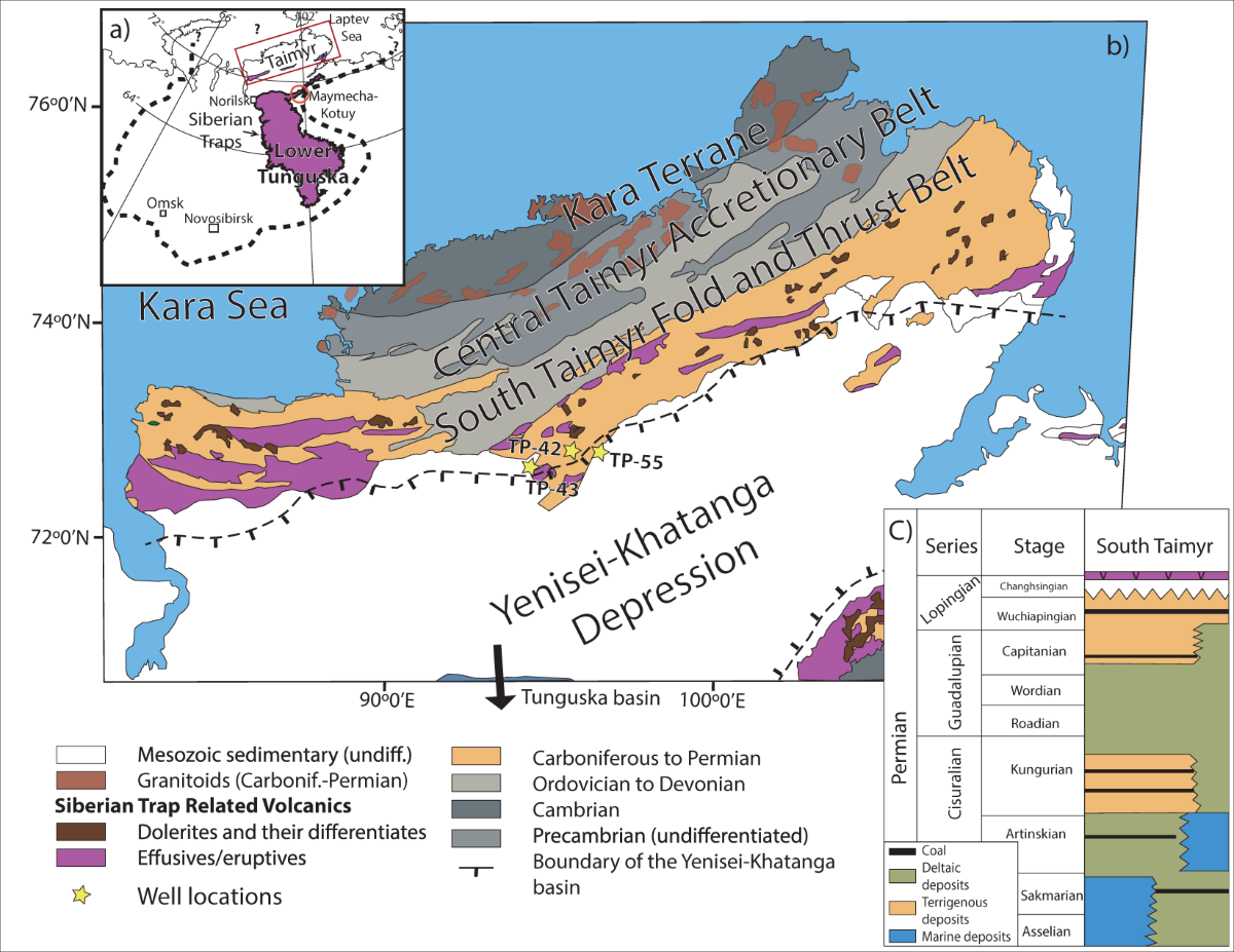 Overview map of the Siberian Traps with the whole Siberian Traps province. 