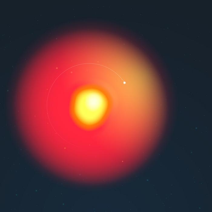 Graphical depiction of Betelgeuse and the Betelbuddy.

