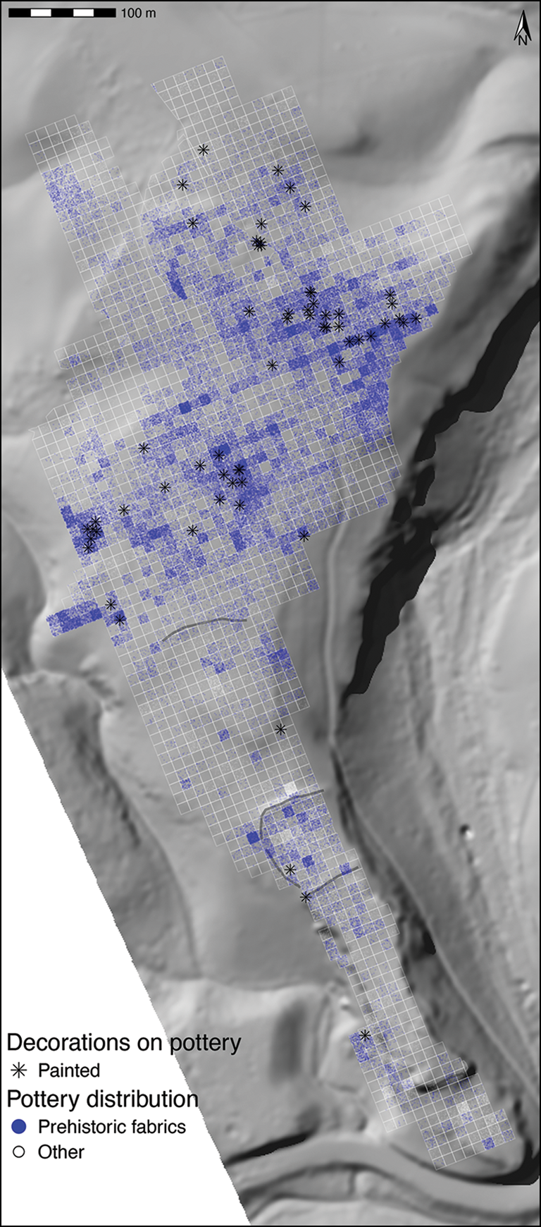 Distribution of prehistoric pottery and Final Neolithic painted sherds