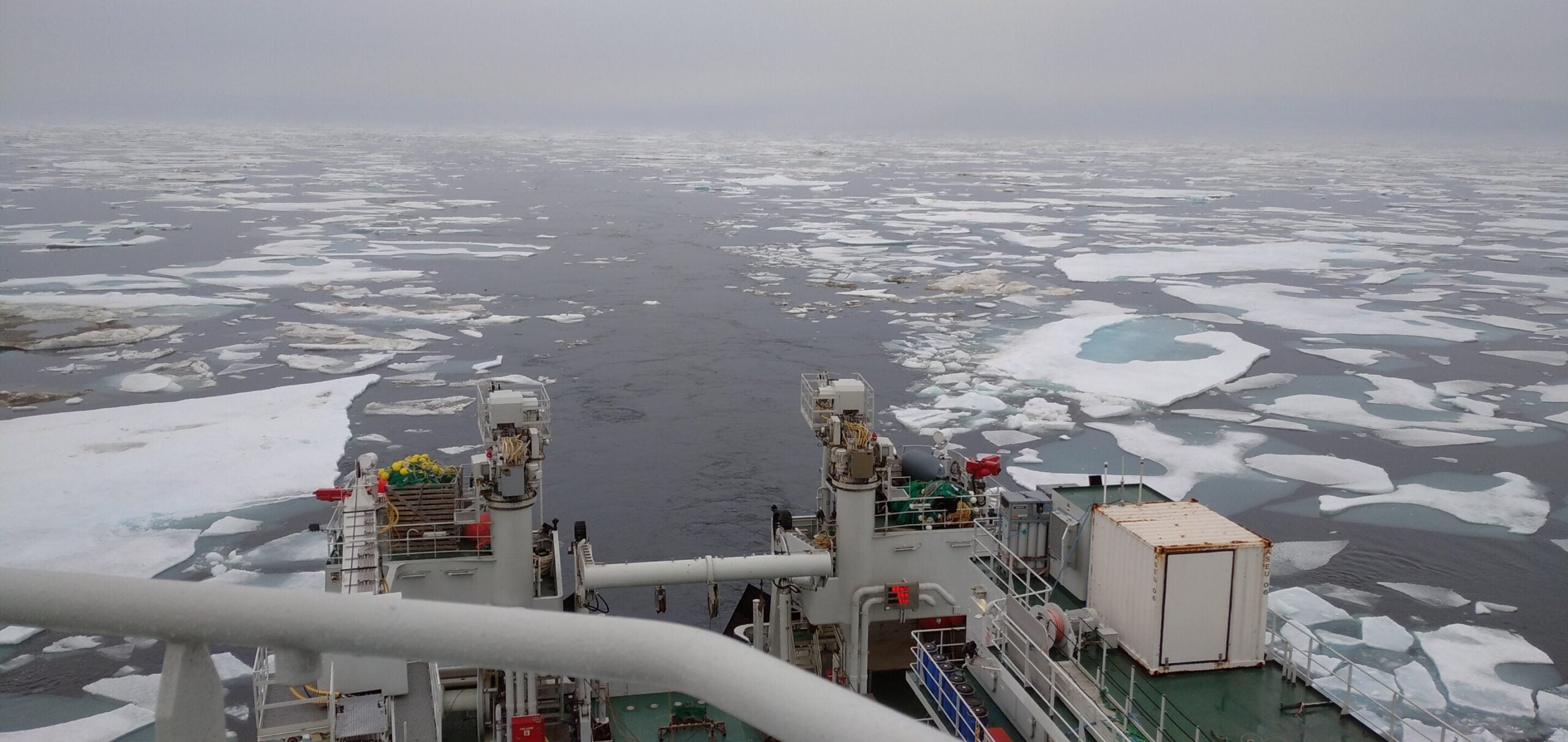 Arctic Sea off Svalbard, viewed from the research vessel Kronprins Haakon, Aug 2020.