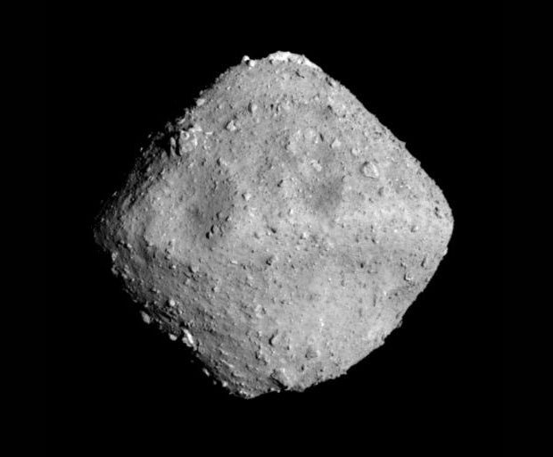 The asteroid Ryugu, as seen by Japan's Hayabusa2 spacecraft on June 26, 2018. 