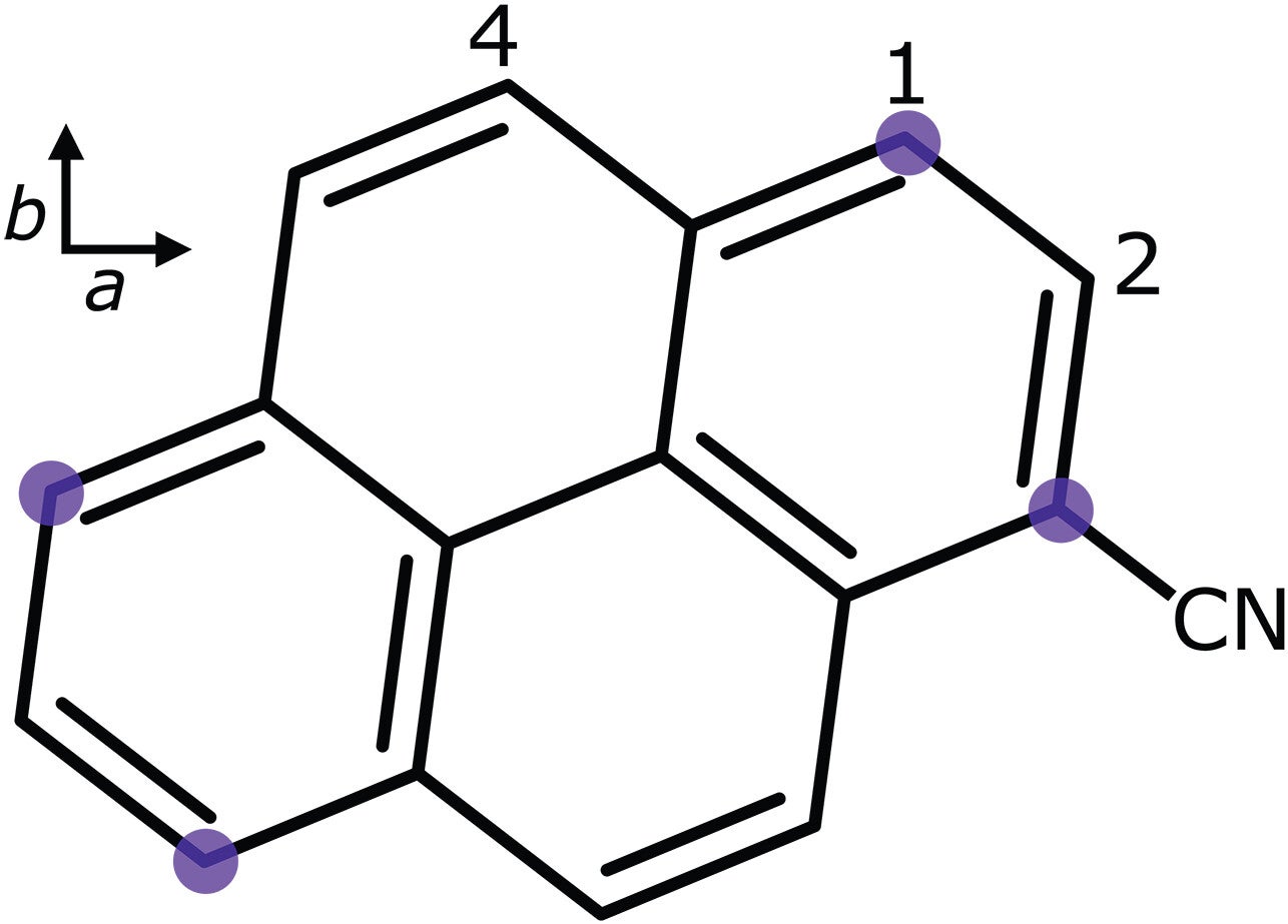 Molecular structure of 1-cyanopyrene.