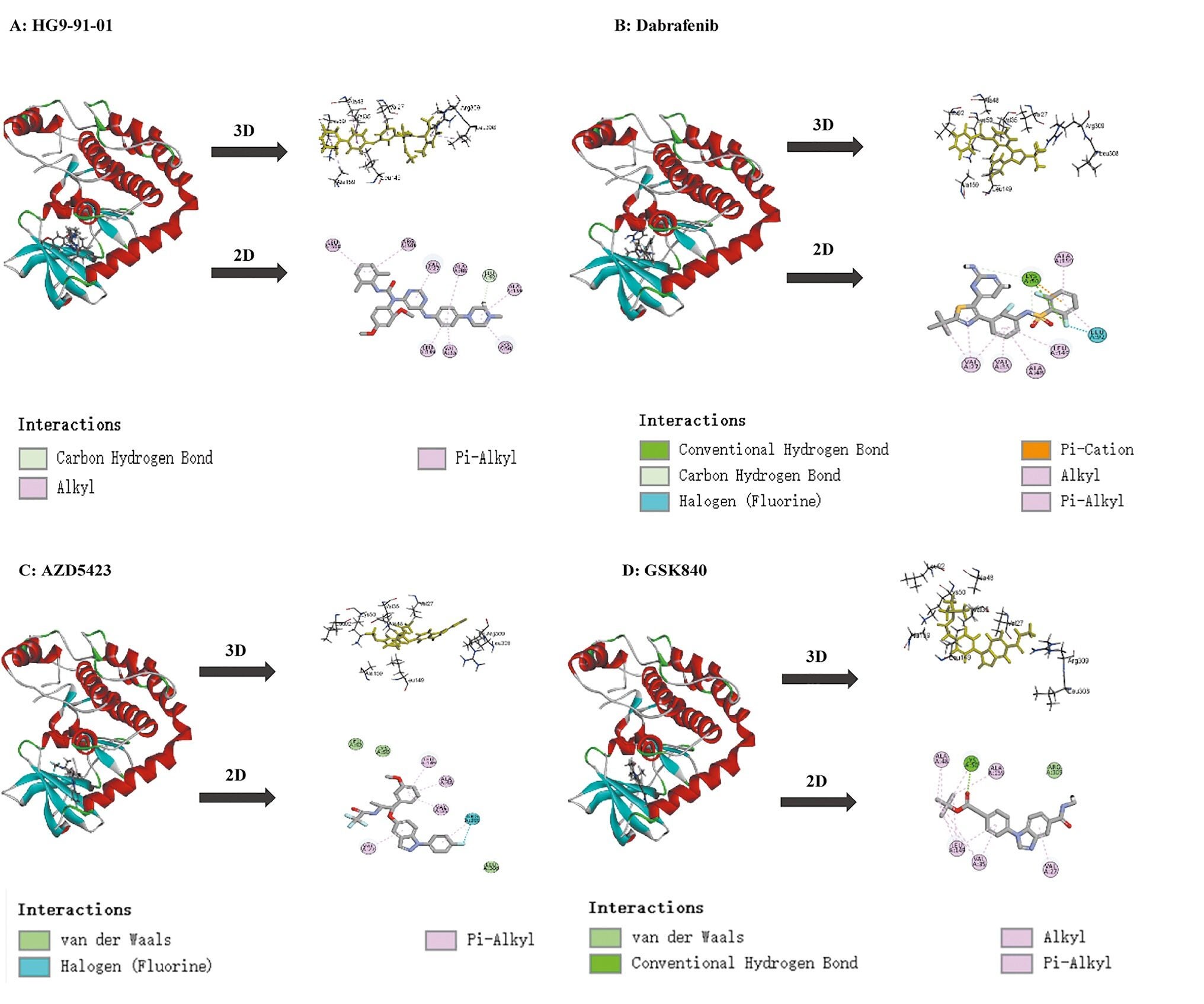 Visualization of molecular docking and statistical analysis results of residues.